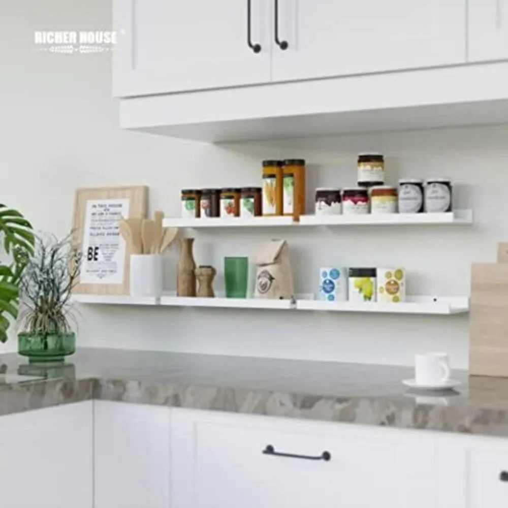 New 5 Set White Floating Shelves, Wall-Mounted Storage for Nursery & Living Room